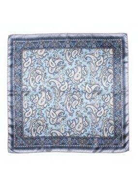 Light Blue Paisley Wild Rag Satin Scarf Western Scarf Cowgirl Neck Scarf Small S